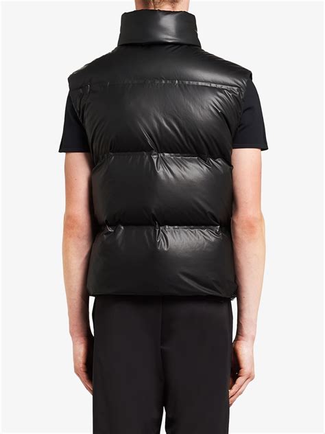 prada logo patch puffer gilet|Prada winter jacket.